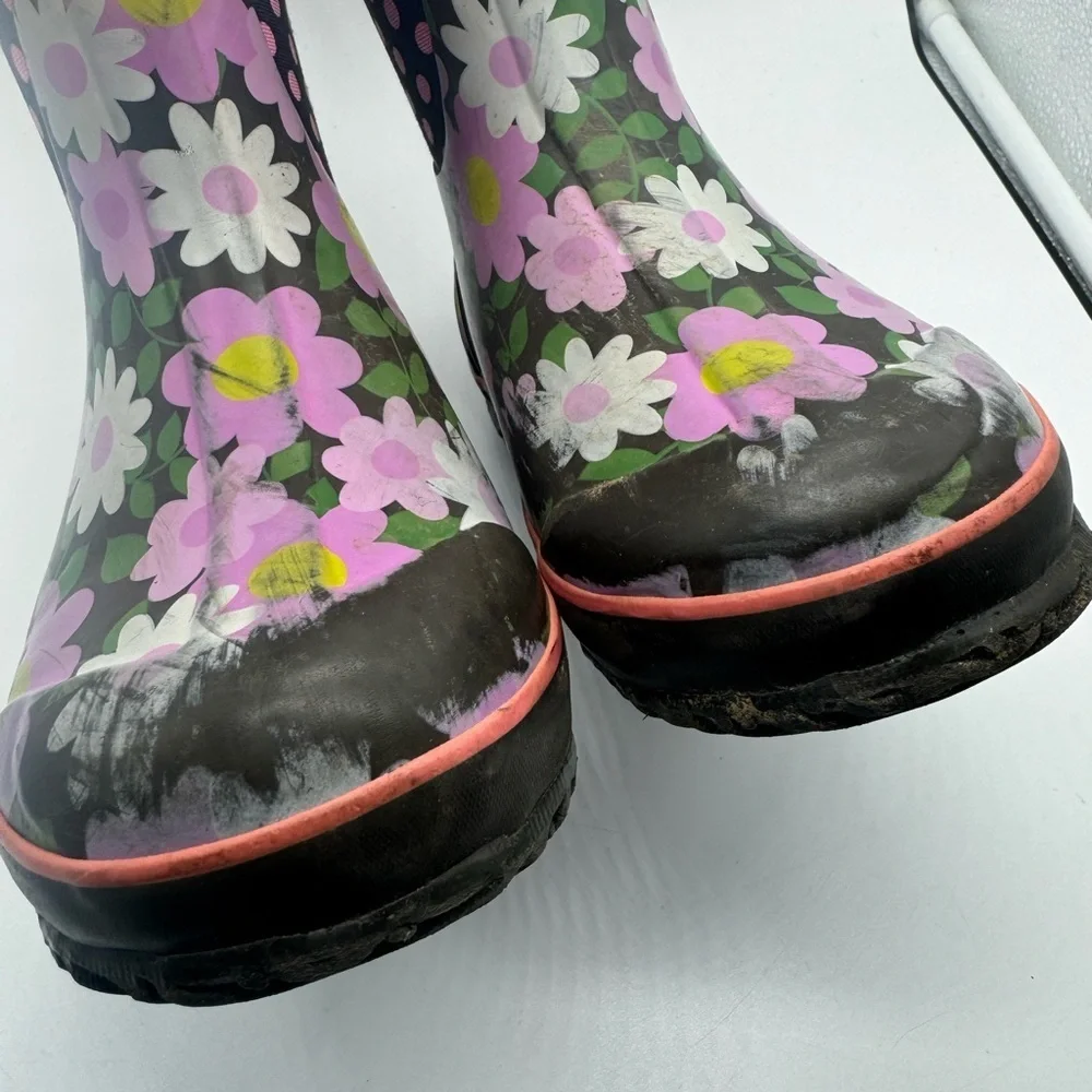 Bogs Girls Classic‎ Flowers Dots Pink Insulated Snow Winter Boots Size 3
